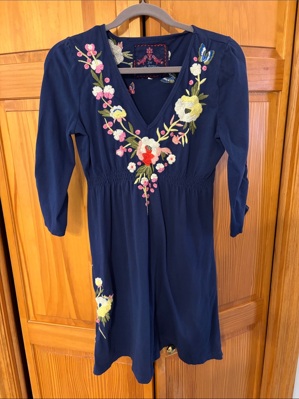 Johnny Was‎ Knit Tunic Dress Embroidered Floral Butterfly Boho Medium